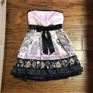 Pink and Black Strapless Dress